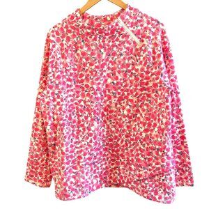 T By Talbots Pink Watercolor Print Zip Neck Long Sleeve Pull Over Sweatshirt EUC